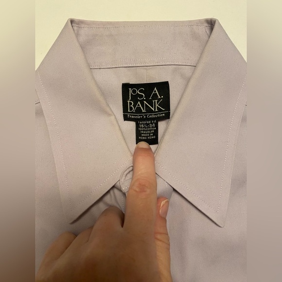 Jos A Bank Travelers Collection Button Down Shirt Purple 15.5 - Picture 3 of 5
